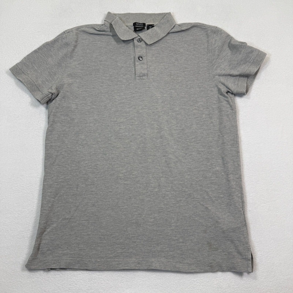 Hugo Boss Polo Shirt Women L Gray Regular Fit Pima Cottton Casual